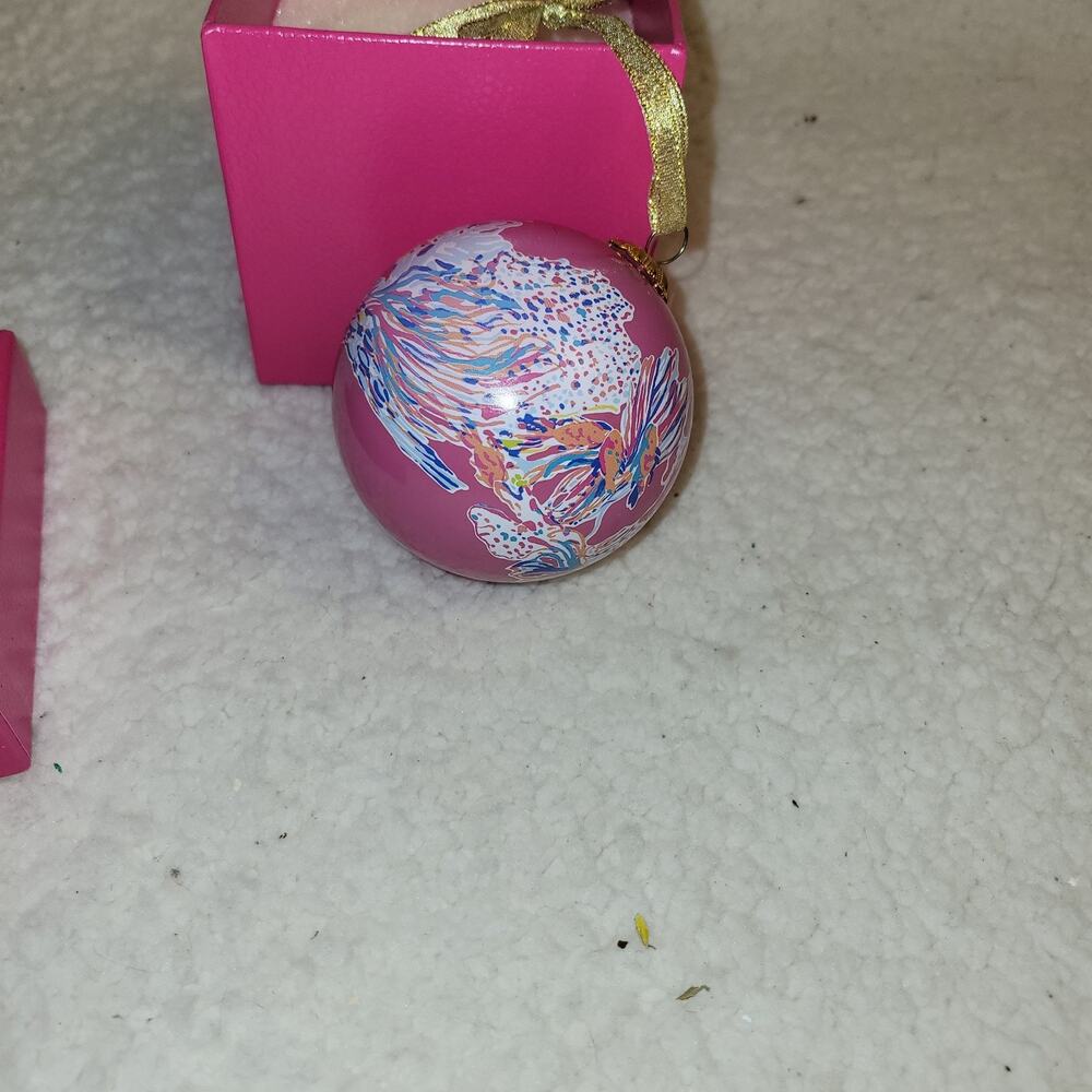 LILLY PULITZER 2016 hot pink DRAGONFRUIT sea life BOXED christmas ORNAMENT